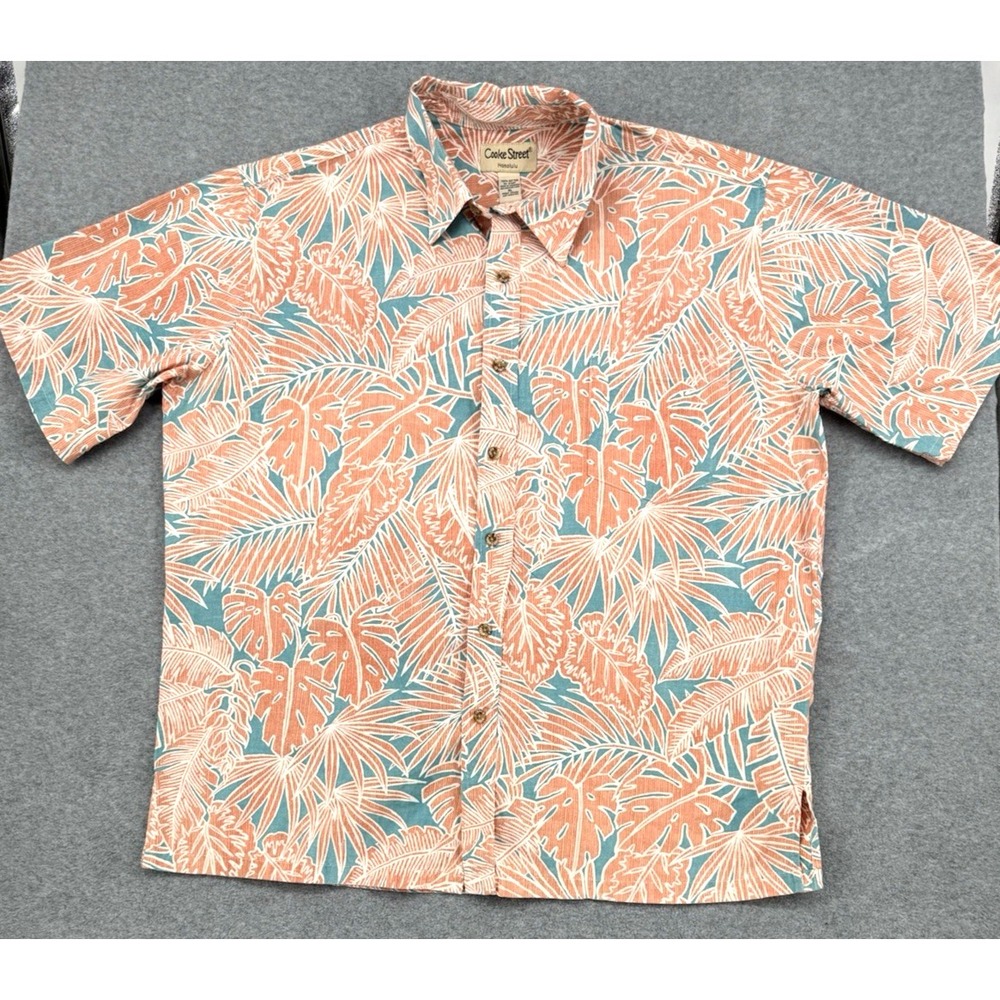 Cooke Street Honolulu Hawaiian Shirt Men's XL Cotton Palm Leaf Tropical Aloha‎